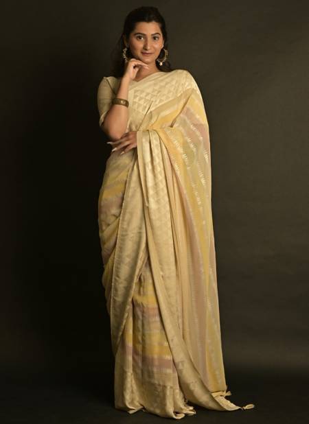 Peach Colour Ashima Krishna Vol 5 New Latest Heavy Georgette Saree Collection 5606
